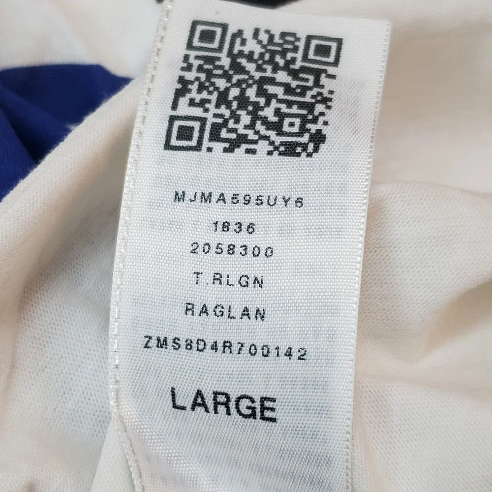 True‎ Religion Men Shirt L White Graphic Logo Number Raglan Baseball Tee